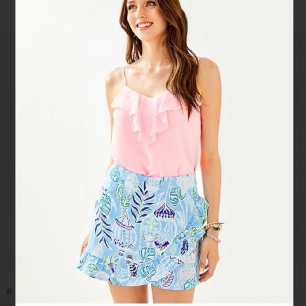 Lilly Pulitzer Blue Peri "Lapis Lanterns" Faye Skort sz 14
